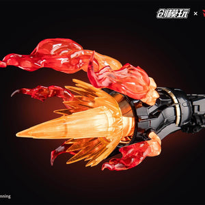 High-detail view of the spinning orange flame effect for the Mazinkaiser rocket punch.