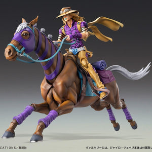 Gyro Zeppeli Super Action Statue figure mounted and riding Valkyrie horse at full speed gallop.