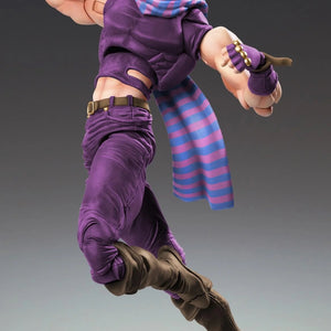 Joseph Joestar figure in a dynamic leaping or jumping action pose, ready to attack, showcasing the figure's high articulation.