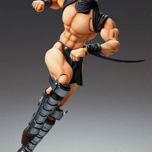 The Kars figure posed in a dynamic leap with the turbaned head, showcasing his blade accessory and articulated armor.