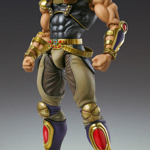 Medicos Fist of the North Star Raoh Super Action Statue action figure standing with fists clenched in gold and black armor.