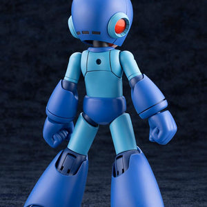 Rear angle view of the Mega Man 11 Grande Scale model kit showcasing helmet seams, ear covers, and joint articulation points.