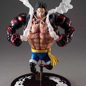 Frontal view of the Luffy Gear 4 Boundman figure, showing the steam effects circling his neck and the large, muscular form.