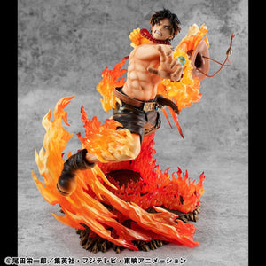 Ace figure leaping, with a dramatic volume of fire effects swirling around him and his fist extended.