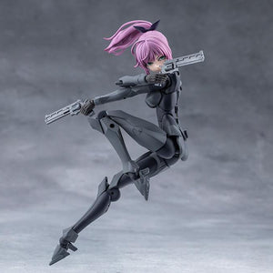 Dynamic airborne battle pose of the Emulator figure dual-wielding two hand cannons.