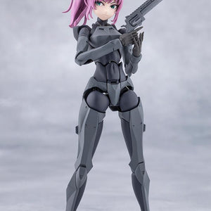 Standing tactical pose of the Emulator model kit holding a grey hand cannon revolver.