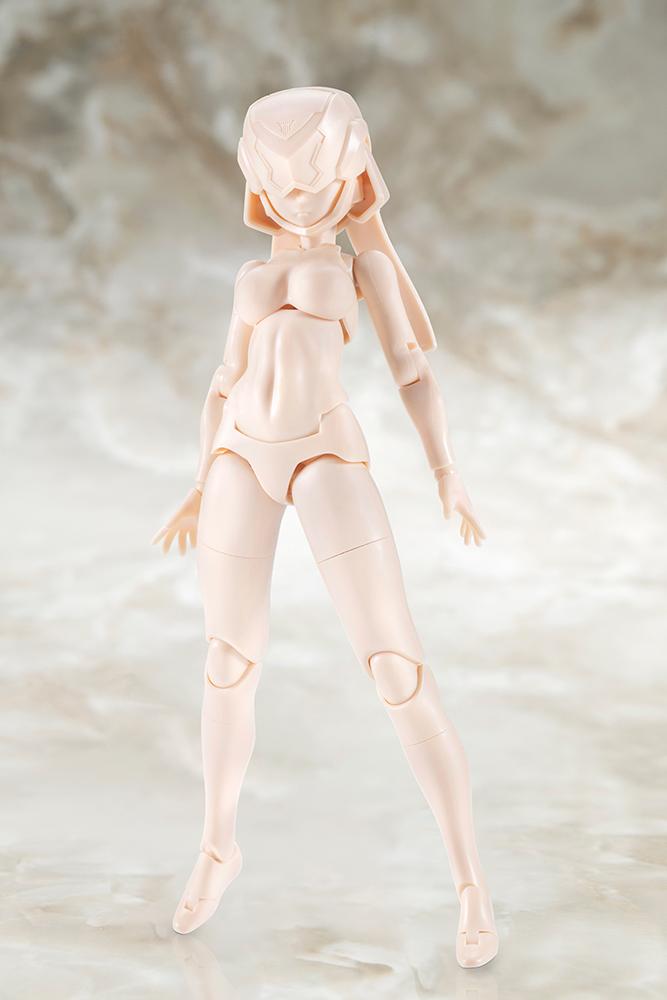 Front view product shot of the alternative full-body skin color C unpainted plastic variant included in the Megami Device chassis kit.