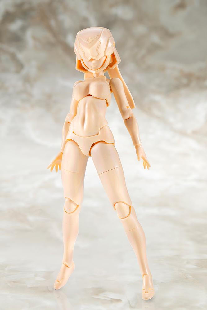 Front view product shot of the alternative full-body skin color D unpainted plastic variant included in the Megami Device chassis kit.