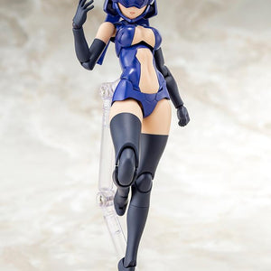 Floating display pose of the helmeted concept color body using the included clear model kit stand with one hand raised.