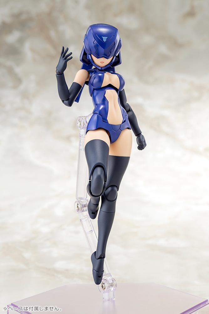 Floating display pose of the helmeted concept color body using the included clear model kit stand with one hand raised.
