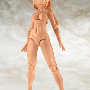Full-body skin color E configuration of the Megami Device B1R-L Chassis Kit unpainted base model standing on marble background.