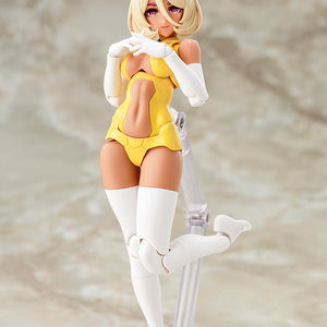 Customized display of the Megami Device B1R-L Chassis Kit Skin Color E figure with interchangeable short blonde hair.