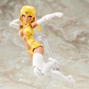 Kotobukiya Megami Device B1R-L Chassis Kit Skin Color E model figure posed in mid-air on a transparent display stand.