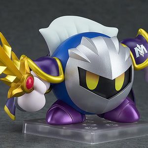 Meta Knight Nendoroid standing on a clear display base, showcasing the magnetic joints that allow for seamless and smooth posing of his arms and feet.