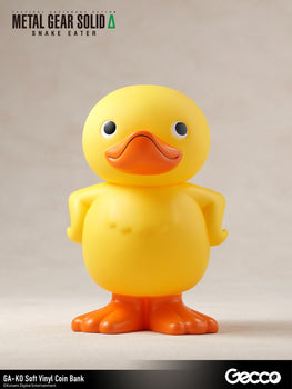 Front view of the Gecco Metal Gear Solid Delta Snake Eater GA-KO soft vinyl yellow duck coin bank figure.