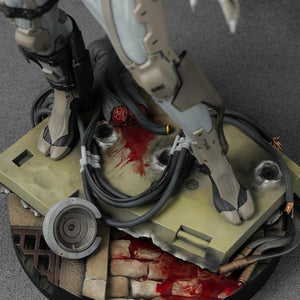 Top-down view of the base featuring blood-stained Gekko remains and detailed industrial debris.
