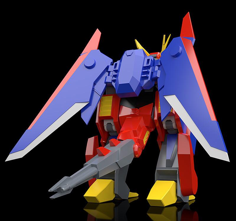 Rear three-quarter perspective view of the MODEROID Gekiryuger in Dragon Mode highlighting its long tail cannon.