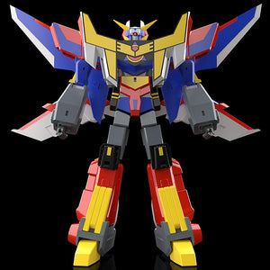 Rear view of the MODEROID Gekiryuger plastic model kit highlighting back armor wings, thrusters, and leg configuration.