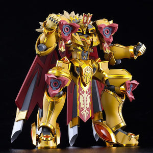 Moderoid Goldleo Royal Metallic Version model kit displaying the Blast Howling Madou Armament with deployed chest and knee cannons.