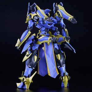 Back view of the assembled MODEROID Ikaruga model kit showing the detailed sub-arm mounting mechanisms.