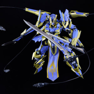 The Ikaruga model kit recreating the Rough Fist ejection feature using flexible cables and attachment parts.