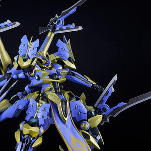 Close-up of the Ikaruga model kit's upper body, showcasing the fully articulated sub-arms and Sword Cannons.