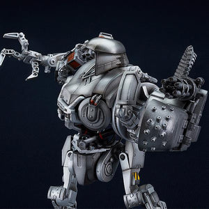 Close-up of RoboCain's heavy Gatling gun arm and secondary manipulator claw in a battle-ready pose.