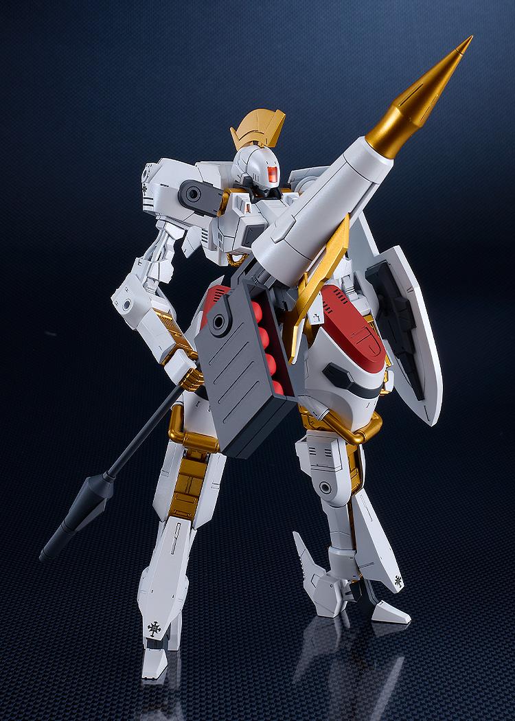 Side view of the Vector model kit featuring the combined Penetrea weapon system and red missile pod.