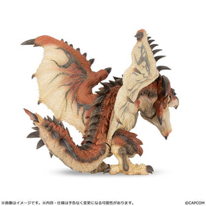 Right profile of the Rathalos PVC figure highlighting the textured red scales and wing structure.