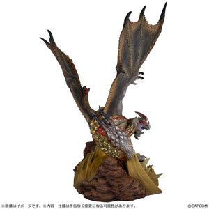 Right side rear angle view of the Capcom Figure Builder Seregios statue perched on a rocky base.