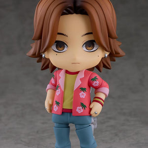 Mouthwashing Daisuke Nendoroid collectible figure posed with interchangeable serious expression face plate.