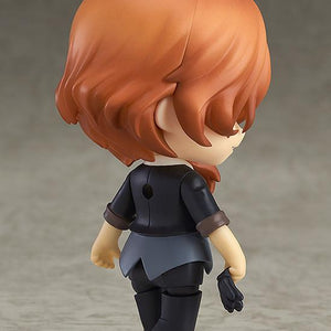 Rear view of the Chuya Nakahara Nendoroid figure without his hat and coat, showing hair detail and outfit assembly.