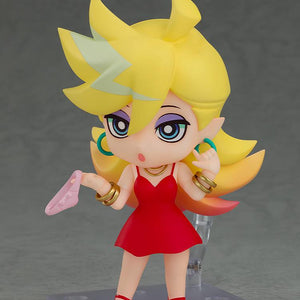 Panty Nendoroid figure utilizing interchangeable hand parts to hold her pink underwear accessory with a curious expression.