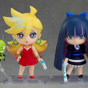 Stocking New Ver. Nendoroid figure displayed side-by-side on clear bases with the matching Nendoroid Panty anime figure.