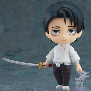 Yuta Okkotsu Execution Ver Nendoroid from Jujutsu Kaisen Season 3 holding a katana on a display stand.