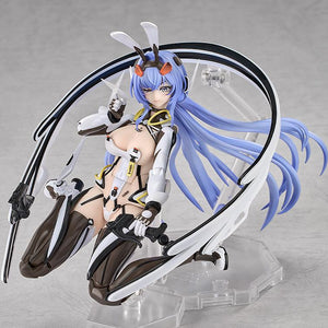 Dynamic mid-air action pose of the New Jersey action figure interacting with the included black and white curved cockpit control system ring accessory.