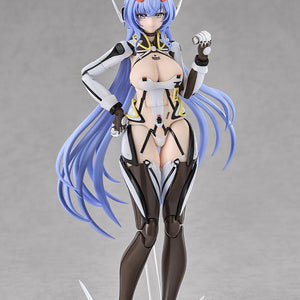 Front view of the Azur Lane New Jersey action figure posing confidently with a standard face plate expression and hands placed on her hips.