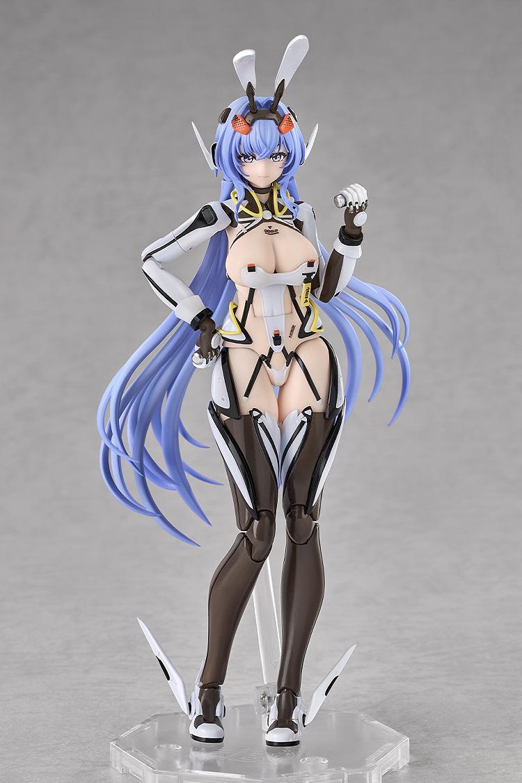 Front view of the Azur Lane New Jersey action figure posing confidently with a standard face plate expression and hands placed on her hips.