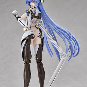 Rear view of the Azur Lane New Jersey action figure highlighting the detailed back of her sci-fi bodysuit, long hair sculpt, and clear articulated display stand.