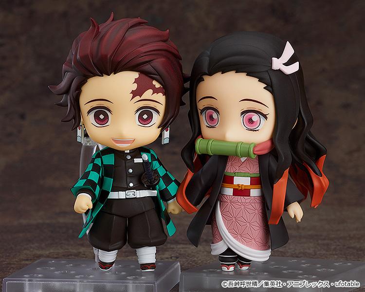 Nezuko Kamado and Tanjiro Kamado Nendoroids displayed together as a set (Tanjiro Kamado sold separately).