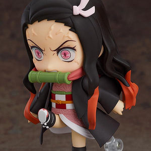 Action-oriented Nendoroid Nezuko Kamado performing her powerful demon kick pose.
