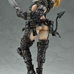 Rear angle shot focusing on Nikaido's blonde hair and the intricate straps of her dark leather-look armor.