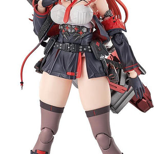 Front view of Goddess of Victory: Nikke Hyper Body Rapi: Red Hood action figure with Seven Dwarves Zero weapon.