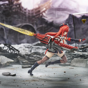 Dynamic running pose of Rapi: Red Hood action figure featuring the orange jet flame effect part.