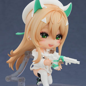 Rupee Winter Shopper Nendoroid holding her white and green assault rifle weapon accessory.