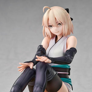 High-detail close-up of the face and upper body of the Saber Okita Souji Final Ascension 1/7 scale figure.