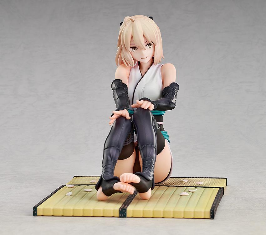 Front view of Saber Okita Souji's Final Ascension scale figure highlighting her peaceful expression and lowered haori.