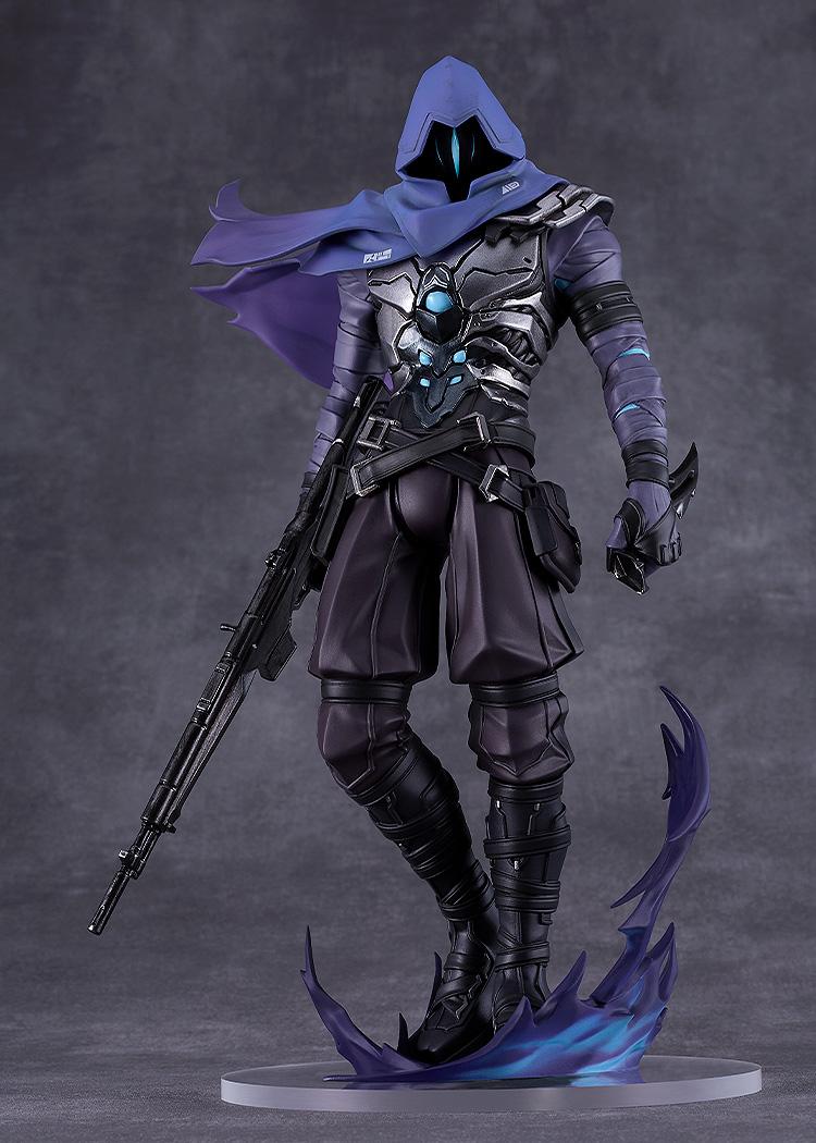 Front view of the Omen Pop Up Parade SP figure standing with his signature rifle against a neutral studio background.