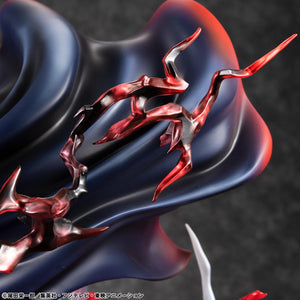 Close-up of the red and black lightning-like haki effects on the Shanks collectible figure.