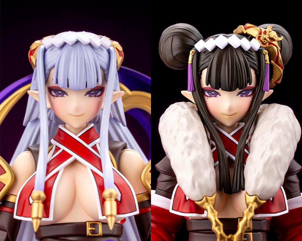 Side-by-side portrait comparison of Ornela's Wilize Mode silver hair and Normal Mode black hair buns